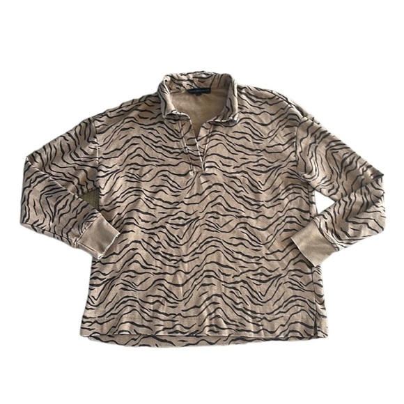 Jane & Delancey Size Large Long-Sleeve Zebra Printed Top - Picture 2 of 7
